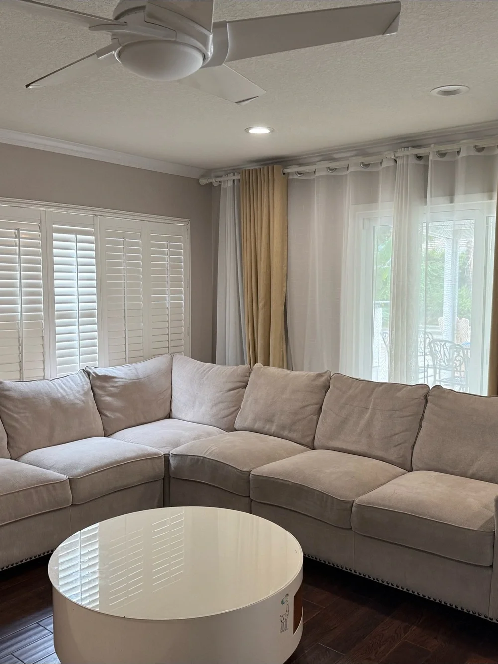 Neutral Beige Sectional Sofa with Nailhead Trim - Home Accents